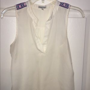 White tribal sleeveless blouse